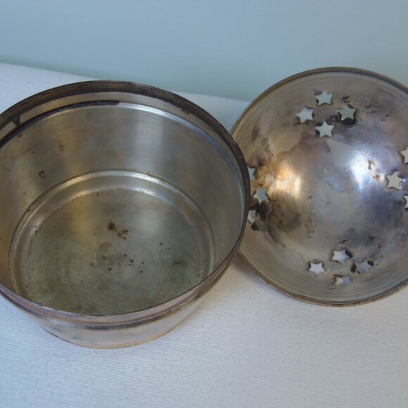 VTG Silver Plated Lidded Decorative Bowl for Trinkets Potpourri or Incense BoHo - Picture 5 of 6